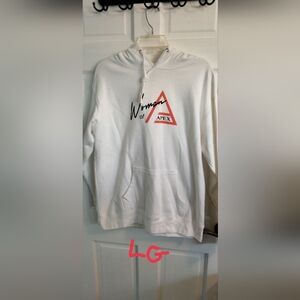 Apex Women of Apex white hoodie with red and black accents